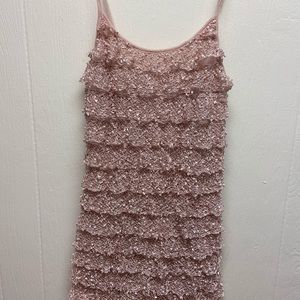 Light pink ruffled mini dress